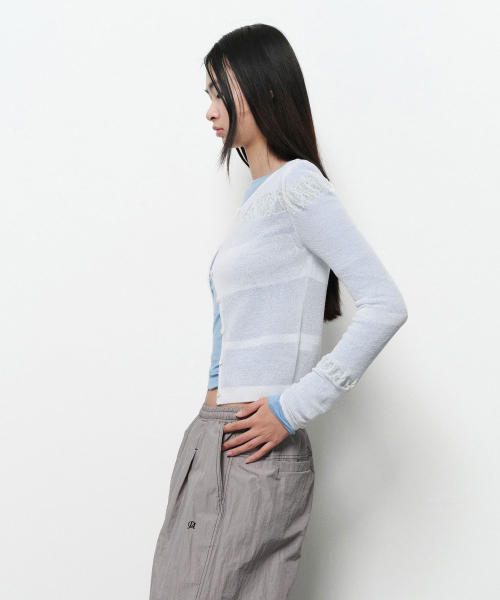DIAGONAL(ダイアゴナル)の「SEE THROUGH SHIRRING CARDIGAN (ivory)(カーディガン/ボレロ・レディース・その他・FREE)」の2枚目の写真