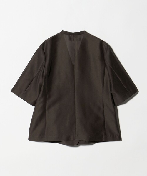 UNITED ARROWS（ユナイテッドアローズ）の「シアー ノーラペル ハーフスリーブ ジャケット ‐ウォッシャブル‐（テーラードジャケット・レディース・ダークブラウン/オフホワイト・38/36）」の12枚目の写真