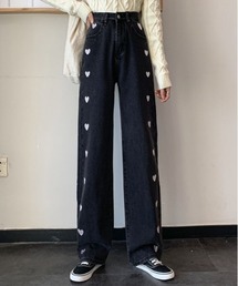 ハートラインデニムストレートパンツ