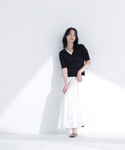NATURAL BEAUTY BASIC（ナチュラルビューティーベーシック）の「レイヤードＶネックニット（ニット/セーター・レディース・イエロー系その他/グレー系その他/ブラック系その他2・ﾌﾘ-）」の10枚目の写真