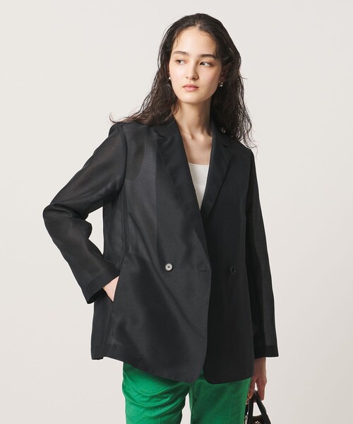 UNITED ARROWS(ユナイテッドアローズ)の「シアー テーラードジャケット ‐ウォッシャブル‐(テーラードジャケット・レディース・ライトブルー/ブラック/ダークブラウン・36/38)」の2枚目の写真