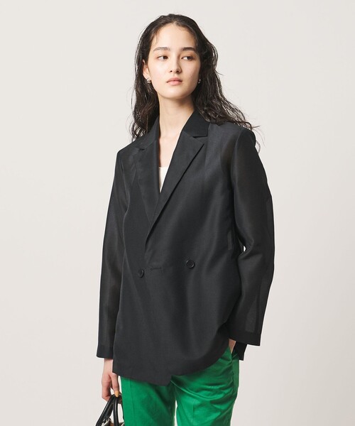 UNITED ARROWS(ユナイテッドアローズ)の「シアー テーラードジャケット ‐ウォッシャブル‐(テーラードジャケット・レディース・ライトブルー/ブラック/ダークブラウン・36/38)」の4枚目の写真
