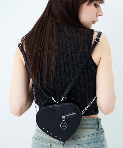 GYDA(ジェイダ)の「【WEB限定商品】GYDA (ジェイダ)3WAYミニショルダーバッグ GY-B462 ハート南京錠シリーズ(ショルダーバッグ・レディース・ブラック・FREE)」の5枚目の写真