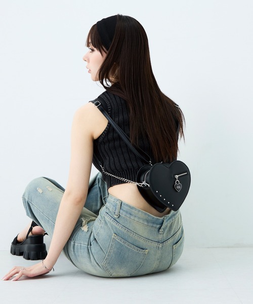 GYDA(ジェイダ)の「【WEB限定商品】GYDA (ジェイダ)3WAYミニショルダーバッグ GY-B462 ハート南京錠シリーズ(ショルダーバッグ・レディース・ブラック・FREE)」の6枚目の写真