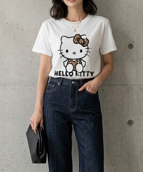 GLAMOROUS JANE(グラマラスジェーン)の「HELLO KITTYレオパード柄半袖Tシャツ(Tシャツ/カットソー・レディース・レッド/オフホワイト/チャコールグレー/ブラック・FREE)」の16枚目の写真