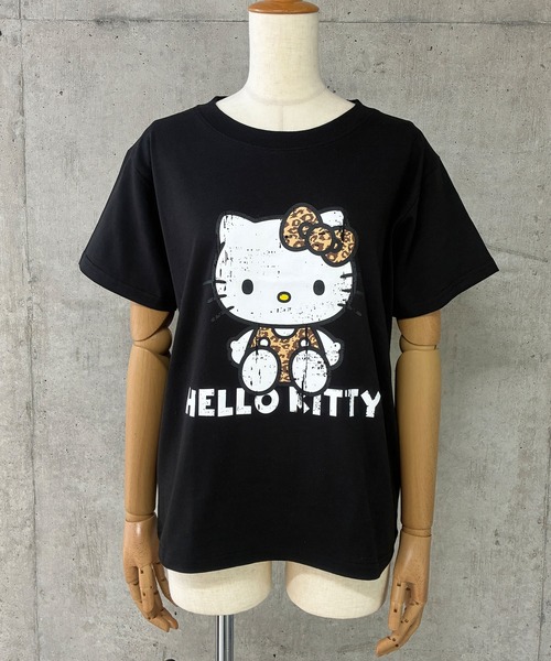 GLAMOROUS JANE(グラマラスジェーン)の「HELLO KITTYレオパード柄半袖Tシャツ(Tシャツ/カットソー・レディース・レッド/オフホワイト/チャコールグレー/ブラック・FREE)」の5枚目の写真