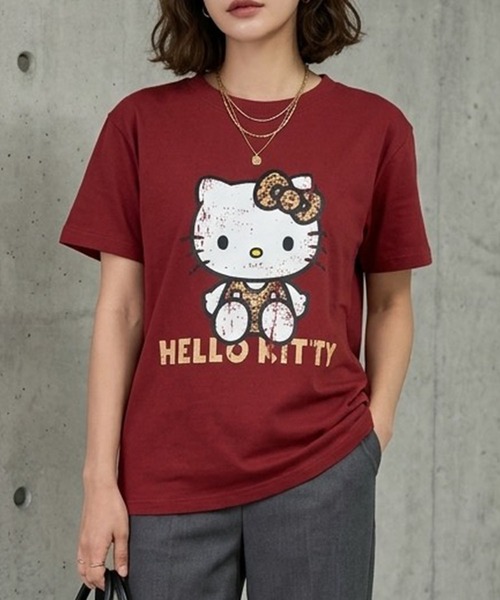 GLAMOROUS JANE(グラマラスジェーン)の「HELLO KITTYレオパード柄半袖Tシャツ(Tシャツ/カットソー・レディース・レッド/オフホワイト/チャコールグレー/ブラック・FREE)」の12枚目の写真