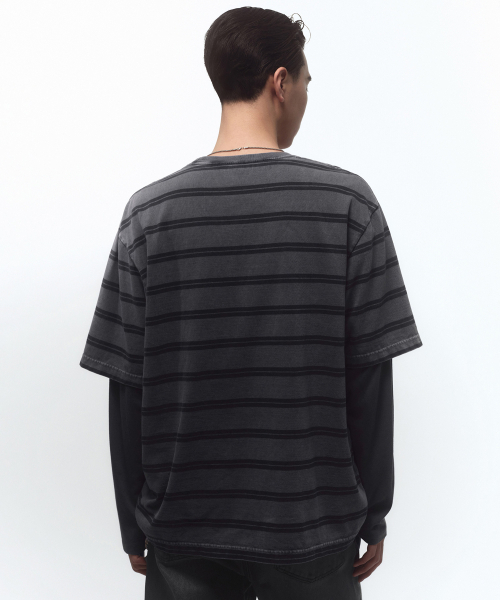 MUSINSA STANDARD（ムシンサスタンダード）の「プロストダイドダブルストライプTシャツ[チャコールグレー]（Tシャツ/カットソー・メンズ・その他・SMALL/MEDIUM/LARGE/X-LARGE/2XL/3XL）」の3枚目の写真