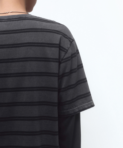 MUSINSA STANDARD（ムシンサスタンダード）の「プロストダイドダブルストライプTシャツ[チャコールグレー]（Tシャツ/カットソー・メンズ・その他・SMALL/MEDIUM/LARGE/X-LARGE/2XL/3XL）」の5枚目の写真