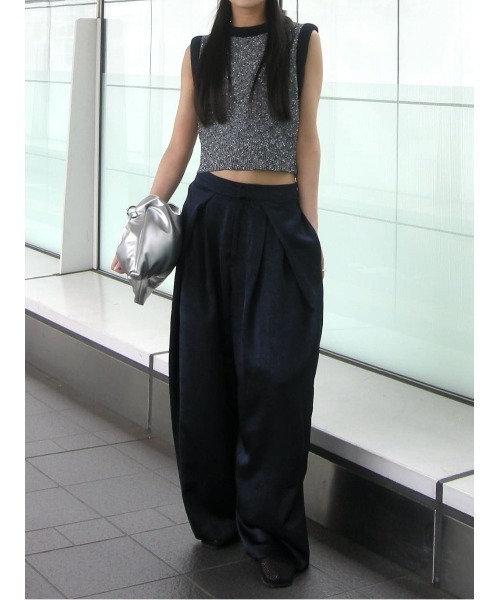 STYLEMIXER（スタイルミキサー）の「サテンラップワイドパンツ（その他パンツ・レディース・グレー/ベージュ/ネイビー・SMALL/MEDIUM）」の14枚目の写真