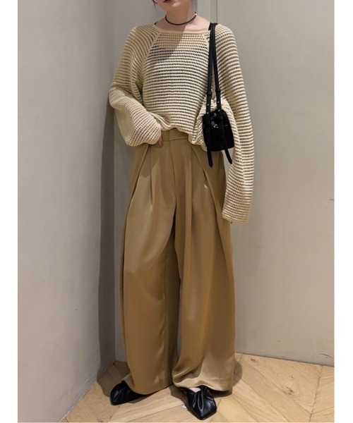 STYLEMIXER（スタイルミキサー）の「サテンラップワイドパンツ（その他パンツ・レディース・グレー/ベージュ/ネイビー・SMALL/MEDIUM）」の5枚目の写真