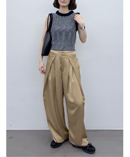 STYLEMIXER（スタイルミキサー）の「サテンラップワイドパンツ（その他パンツ・レディース・グレー/ベージュ/ネイビー・SMALL/MEDIUM）」の6枚目の写真