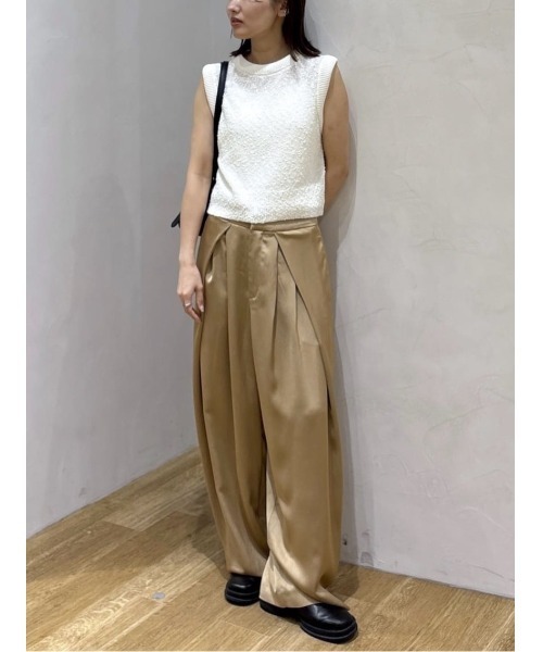 STYLEMIXER（スタイルミキサー）の「サテンラップワイドパンツ（その他パンツ・レディース・グレー/ベージュ/ネイビー・SMALL/MEDIUM）」の7枚目の写真