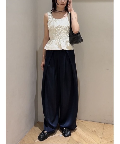 STYLEMIXER（スタイルミキサー）の「サテンラップワイドパンツ（その他パンツ・レディース・グレー/ベージュ/ネイビー・SMALL/MEDIUM）」の9枚目の写真