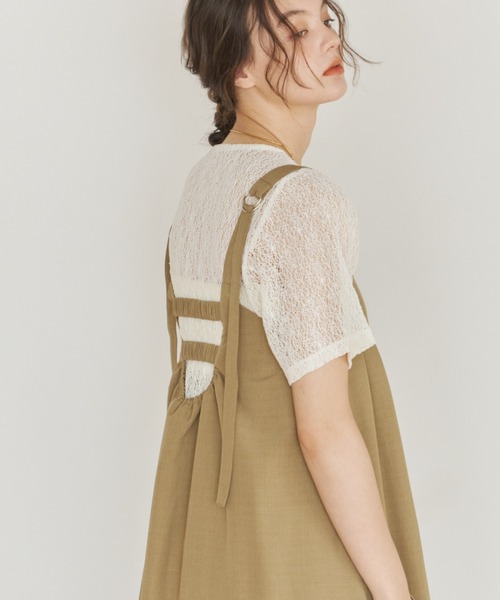 OLUN(オルン)の「front tuck belt cami onepiece/フロントタックベルトキャミワンピース(ワンピース・レディース・アイボリー/ブラウン/ベージュ・MEDIUM/SMALL)」の20枚目の写真