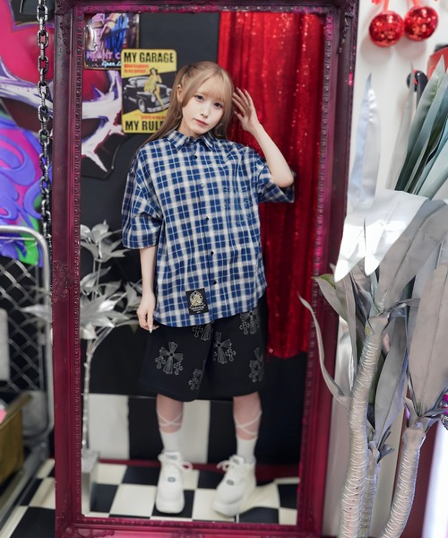 GALFY(ガルフィー)の「【別注】GA×GALFY-安心の十字架キラキラチェックシャツ(シャツ/ブラウス・メンズ・ブラック/ネイビー・L/XL)」の21枚目の写真