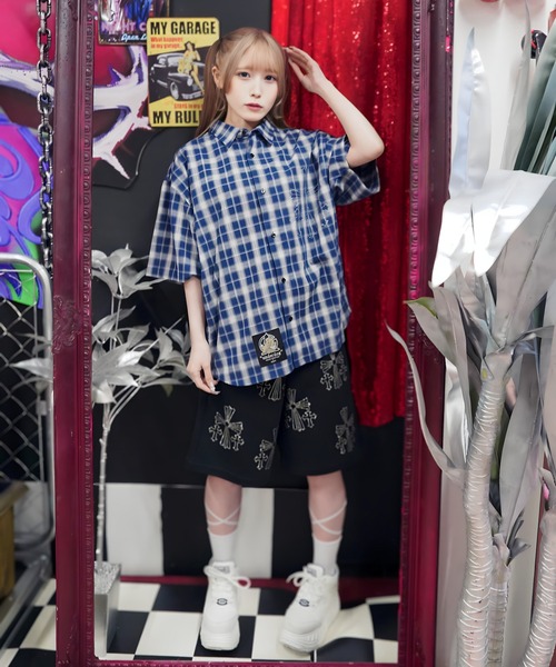 GALFY(ガルフィー)の「【別注】GA×GALFY-安心の十字架キラキラチェックシャツ(シャツ/ブラウス・メンズ・ブラック/ネイビー・L/XL)」の22枚目の写真