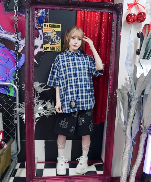 GALFY(ガルフィー)の「【別注】GA×GALFY-安心の十字架キラキラチェックシャツ(シャツ/ブラウス・メンズ・ブラック/ネイビー・L/XL)」の20枚目の写真