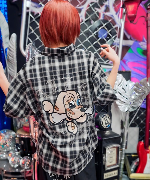 GALFY(ガルフィー)の「【別注】GA×GALFY-安心の十字架キラキラチェックシャツ(シャツ/ブラウス・メンズ・ブラック/ネイビー・L/XL)」の6枚目の写真