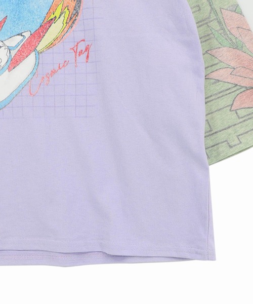 ScoLar(スカラー)の「162625:花ネコ袖柄切替 フクミン・モケの宇宙大冒険プルオーバー(Tシャツ/カットソー・レディース・オートミール/パープル/ブラック・M)」の20枚目の写真