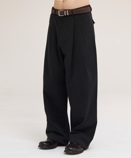 AKECII(アケシ)の「ヘリソンワイドチノパンツ_ウォッシュドブラック(その他パンツ・メンズ・その他・LARGE/SMALL/MEDIUM)」の1枚目の写真