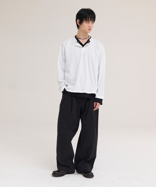AKECII(アケシ)の「ヘリソンワイドチノパンツ_ウォッシュドブラック(その他パンツ・メンズ・その他・LARGE/SMALL/MEDIUM)」の5枚目の写真