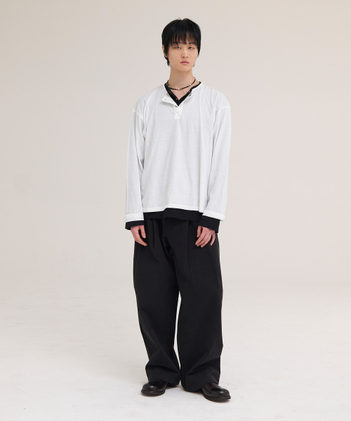 AKECII(アケシ)の「ヘリソンワイドチノパンツ_ウォッシュドブラック(その他パンツ・メンズ・その他・LARGE/SMALL/MEDIUM)」の4枚目の写真