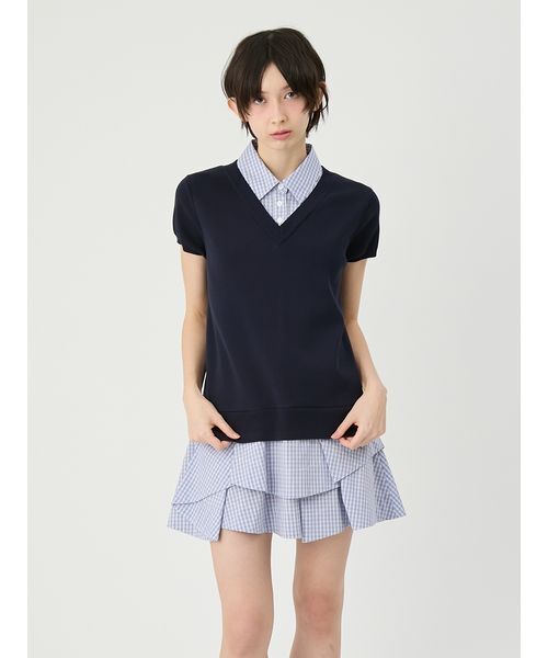 LILY BROWN（リリーブラウン）の「シャツドッキングラッフルワンピース（ワンピース・レディース・ブルー/グレー/ネイビー・F）」の2枚目の写真