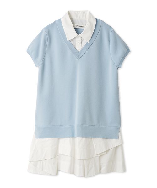 LILY BROWN（リリーブラウン）の「シャツドッキングラッフルワンピース（ワンピース・レディース・ブルー/グレー/ネイビー・F）」の3枚目の写真