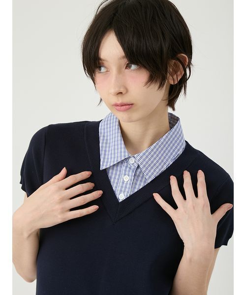 LILY BROWN（リリーブラウン）の「シャツドッキングラッフルワンピース（ワンピース・レディース・ブルー/グレー/ネイビー・F）」の7枚目の写真