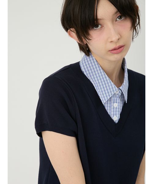 LILY BROWN（リリーブラウン）の「シャツドッキングラッフルワンピース（ワンピース・レディース・ブルー/グレー/ネイビー・F）」の8枚目の写真