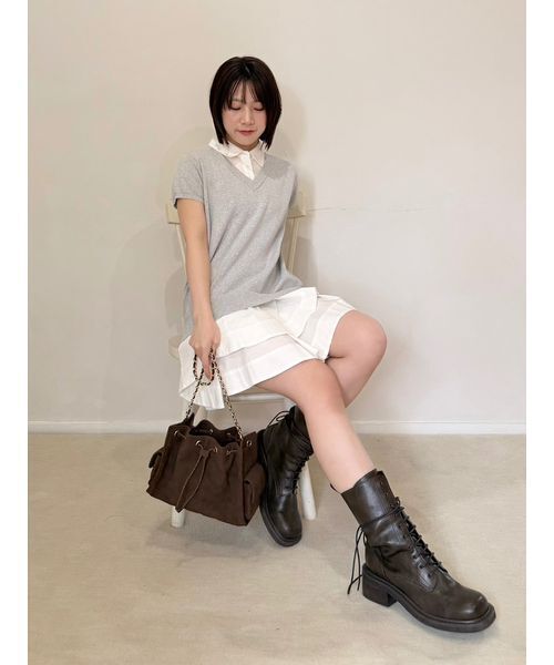 LILY BROWN（リリーブラウン）の「シャツドッキングラッフルワンピース（ワンピース・レディース・ブルー/グレー/ネイビー・F）」の12枚目の写真