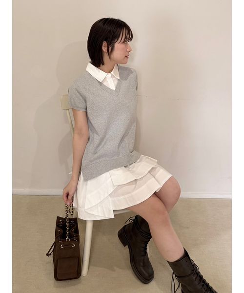 LILY BROWN（リリーブラウン）の「シャツドッキングラッフルワンピース（ワンピース・レディース・ブルー/グレー/ネイビー・F）」の13枚目の写真