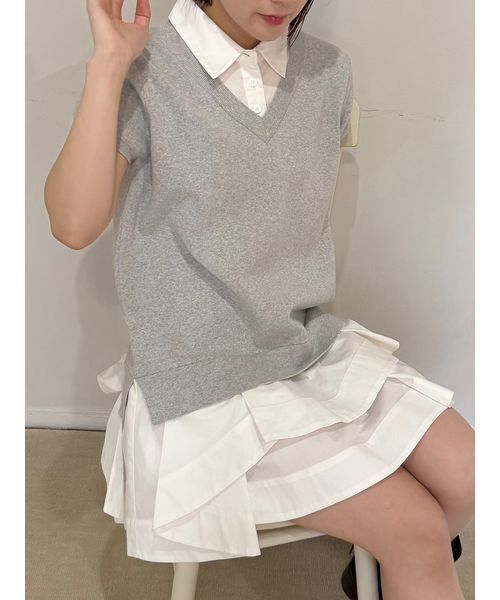 LILY BROWN（リリーブラウン）の「シャツドッキングラッフルワンピース（ワンピース・レディース・ブルー/グレー/ネイビー・F）」の14枚目の写真
