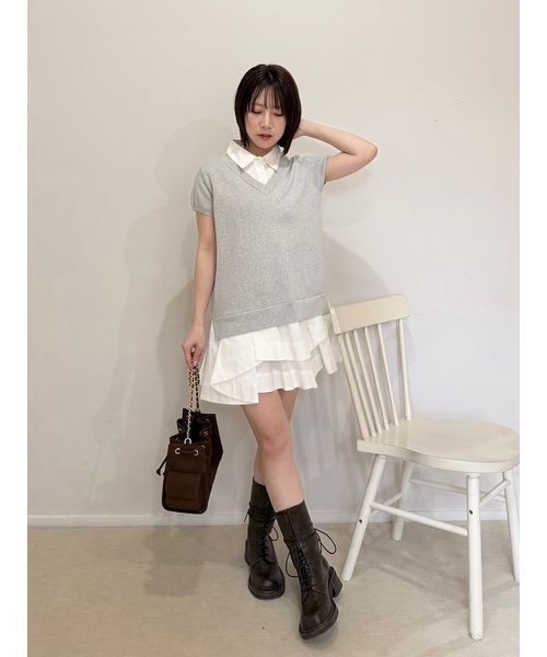 LILY BROWN（リリーブラウン）の「シャツドッキングラッフルワンピース（ワンピース・レディース・ブルー/グレー/ネイビー・F）」の15枚目の写真