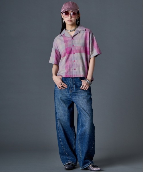 GEVS.(ジェイヴィス)の「綿100%チェックシャツ<大きいサイズ有>GEVS.(シャツ/ブラウス・レディース・グレー系/ピンク系・M/L/LL/3L/4L/5L)」の7枚目の写真