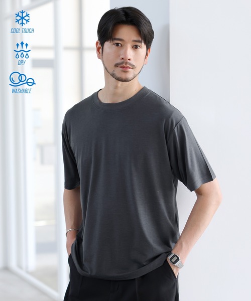 SPU(スプ)の「吸水速乾・抗菌防臭機能性半袖サマーウールTシャツ(Tシャツ/カットソー・メンズ・チャコール/ダークネイビー/ブラック/杢グレー・S/M/L/XL)」の3枚目の写真