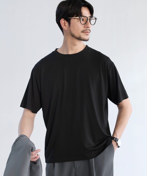 SPU(スプ)の「吸水速乾・抗菌防臭機能性半袖サマーウールTシャツ(Tシャツ/カットソー・メンズ・チャコール/ダークネイビー/ブラック/杢グレー・S/M/L/XL)」の5枚目の写真