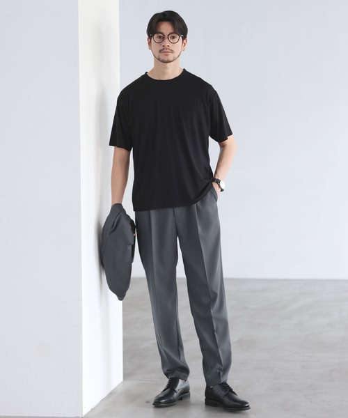 SPU(スプ)の「吸水速乾・抗菌防臭機能性半袖サマーウールTシャツ(Tシャツ/カットソー・メンズ・チャコール/ダークネイビー/ブラック/杢グレー・S/M/L/XL)」の9枚目の写真