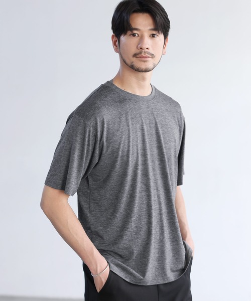SPU(スプ)の「吸水速乾・抗菌防臭機能性半袖サマーウールTシャツ(Tシャツ/カットソー・メンズ・チャコール/ダークネイビー/ブラック/杢グレー・S/M/L/XL)」の13枚目の写真