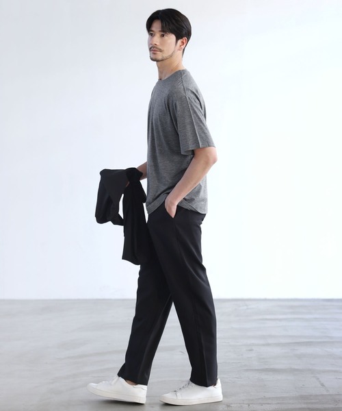 SPU(スプ)の「吸水速乾・抗菌防臭機能性半袖サマーウールTシャツ(Tシャツ/カットソー・メンズ・チャコール/ダークネイビー/ブラック/杢グレー・S/M/L/XL)」の17枚目の写真