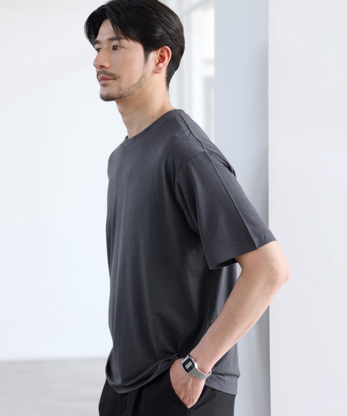 SPU(スプ)の「吸水速乾・抗菌防臭機能性半袖サマーウールTシャツ(Tシャツ/カットソー・メンズ・チャコール/ダークネイビー/ブラック/杢グレー・S/M/L/XL)」の21枚目の写真