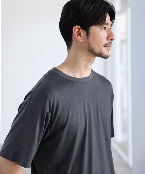 SPU(スプ)の「吸水速乾・抗菌防臭機能性半袖サマーウールTシャツ(Tシャツ/カットソー・メンズ・チャコール/ダークネイビー/ブラック/杢グレー・S/M/L/XL)」の22枚目の写真