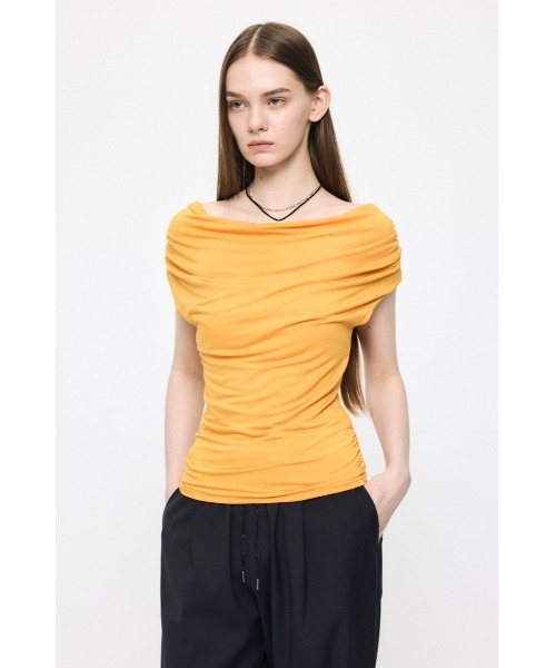 MOUSSY(マウジー)の「DRAPE OFF SHOULDER CUT トップス(Tシャツ/カットソー・レディース・杢グレー/オレンジ/ブラック・FREE)」の11枚目の写真