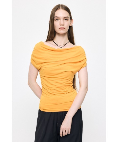 MOUSSY(マウジー)の「DRAPE OFF SHOULDER CUT トップス(Tシャツ/カットソー・レディース・杢グレー/オレンジ/ブラック・FREE)」の15枚目の写真