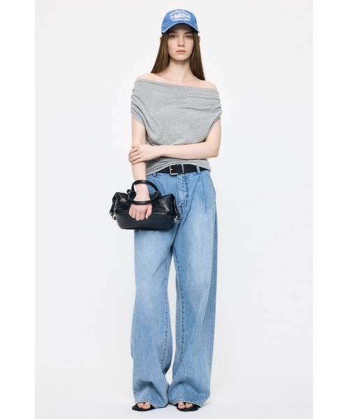 MOUSSY(マウジー)の「DRAPE OFF SHOULDER CUT トップス(Tシャツ/カットソー・レディース・杢グレー/オレンジ/ブラック・FREE)」の6枚目の写真