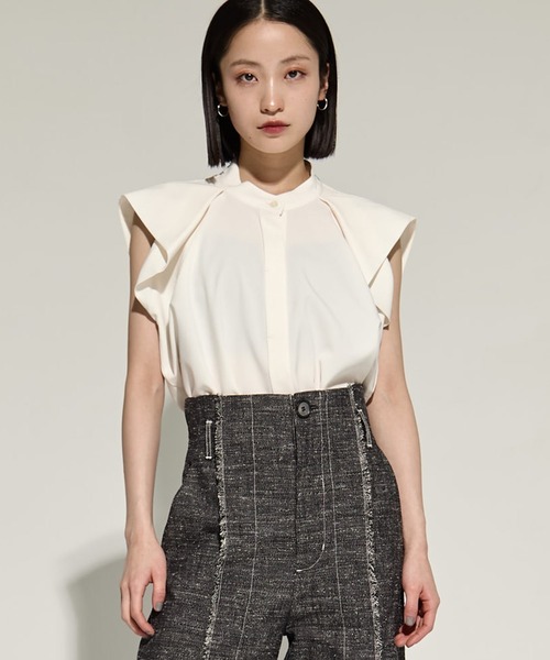 STUDIOUS(ステュディオス)の「French Sleeve Drape Shirt(シャツ/ブラウス・レディース・ホワイト/ブラック/ミント・FREE)」の2枚目の写真