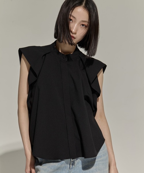 STUDIOUS(ステュディオス)の「French Sleeve Drape Shirt(シャツ/ブラウス・レディース・ホワイト/ブラック/ミント・FREE)」の3枚目の写真