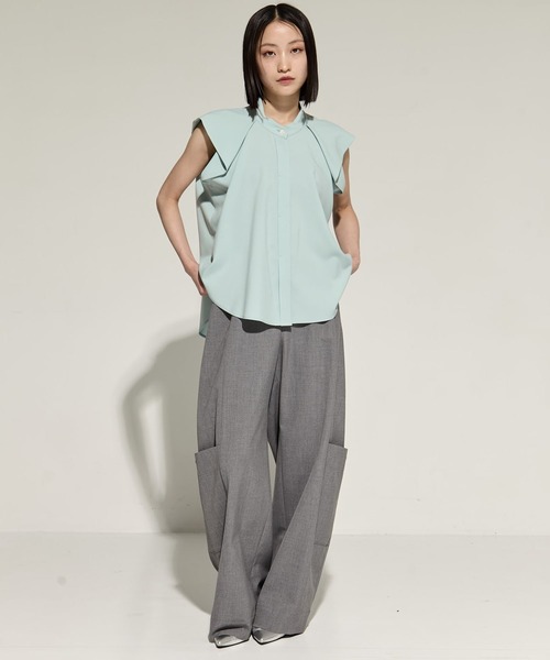 STUDIOUS(ステュディオス)の「French Sleeve Drape Shirt(シャツ/ブラウス・レディース・ホワイト/ブラック/ミント・FREE)」の13枚目の写真