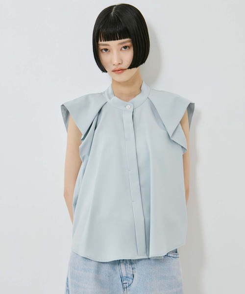 STUDIOUS(ステュディオス)の「French Sleeve Drape Shirt(シャツ/ブラウス・レディース・ホワイト/ブラック/ミント・FREE)」の6枚目の写真